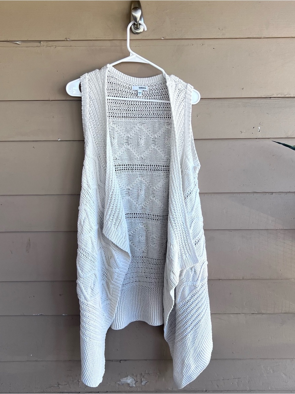 Sonoma Crochet Long Open Flowy Duster Cardigan Size L